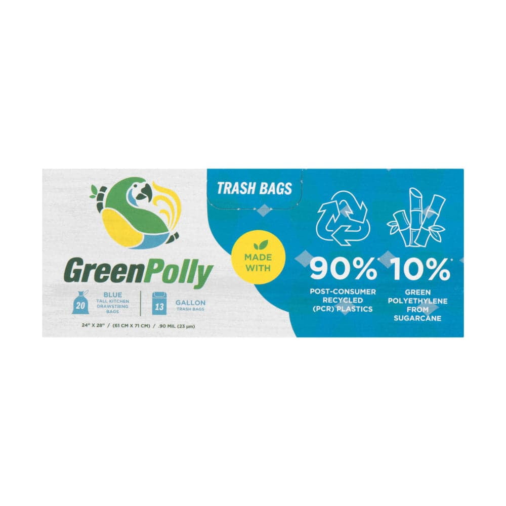 Greenpolly Drawstring Recycling Trash Bags 13 Gallon 20 BG Pack