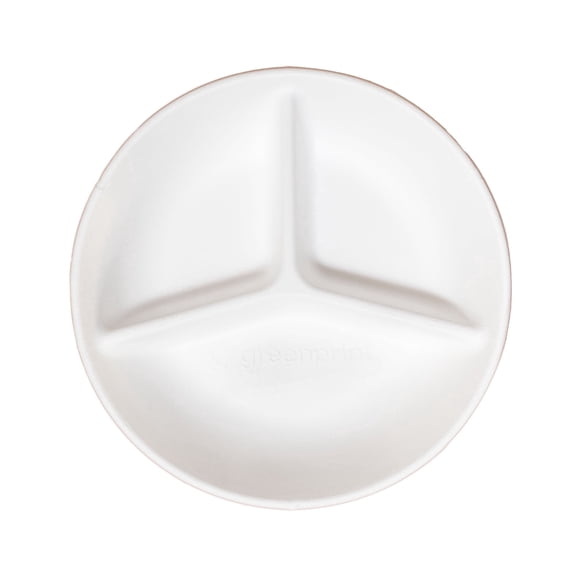 Greenprint Clear Tops 9" Deep Round Plate. 3 Compartment. 200 ct