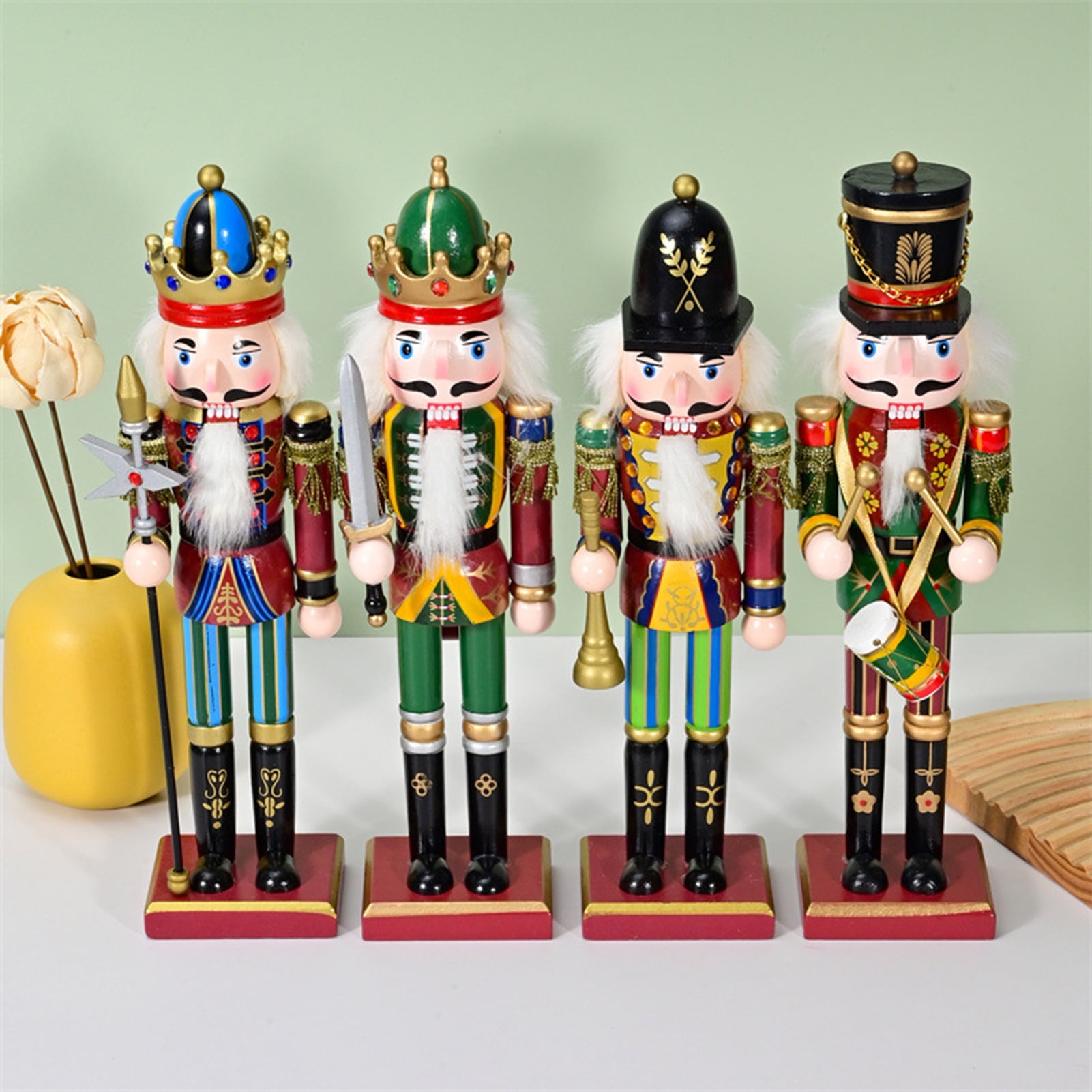 Greenred Nutcracker Ornament Wooden Nutcracker Soldier Figurine Festive Christmas Ornament for