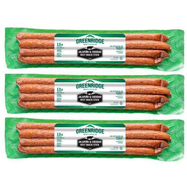 Greenridge Naturals 12oz Beef Sticks (Jalapeno & Cheddar 3 Pack), High