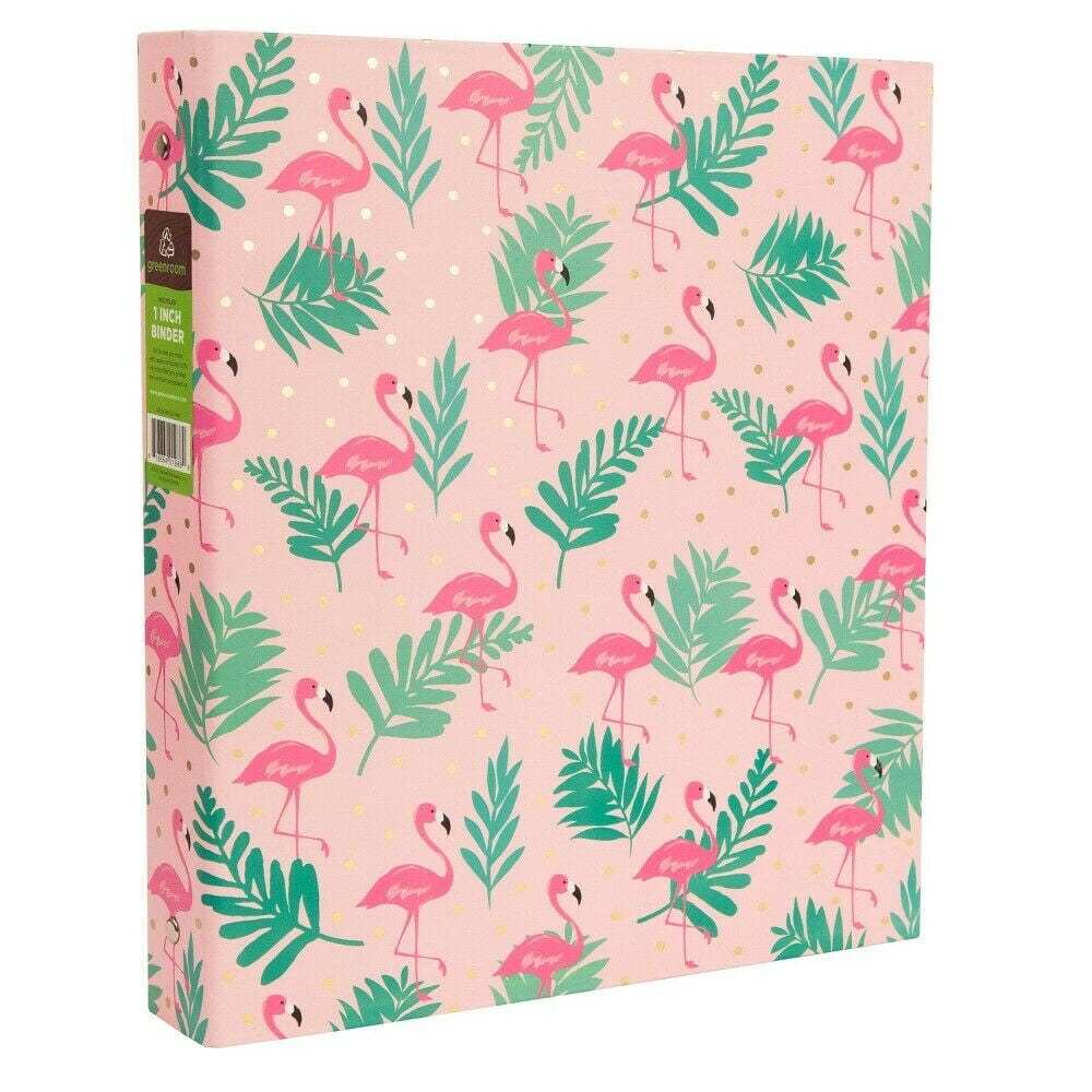 Greenroom 1" Flamingo Gold Icon 3-Ring Binder, Pink