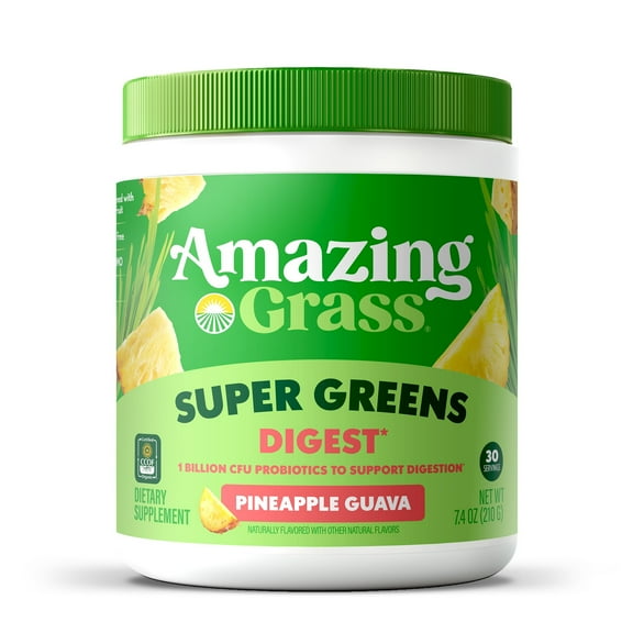 Amazing Grass Super Greens Digest Powder, Pineapple Guava, 30 Servings