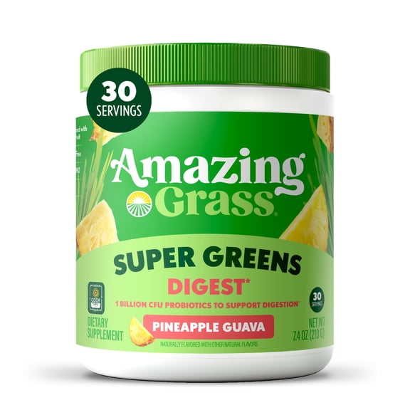 Amazing Grass, Super Greens Digest Powder, Pineapple Guava, 30 Servings