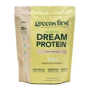 Greens First Dream Protein Powder Whey - 20g Protein Per Serving - Hormone-Free with Prebiotics - Non-GMO - No Artificial Sweeteners/MSG/Aspartame Creamy French Vanilla, 26.5 oz