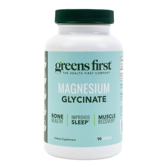 Greens First Magnesium Glycinate Supplement - May Support Heart Health, Muscle Health, and Support Metabolism - Better Absorption Rate - 90 Vegetable Capsules