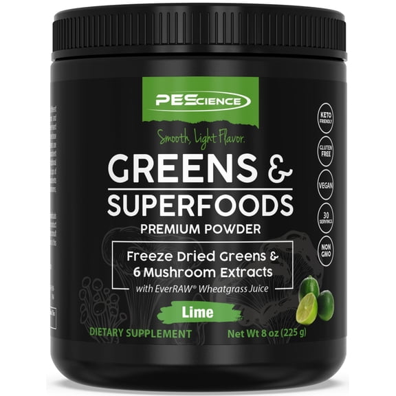 Greens & Superfoods Powder  Freeze-Dried Greens, Wheatgrass Juice & Mushroom Extract Blend
