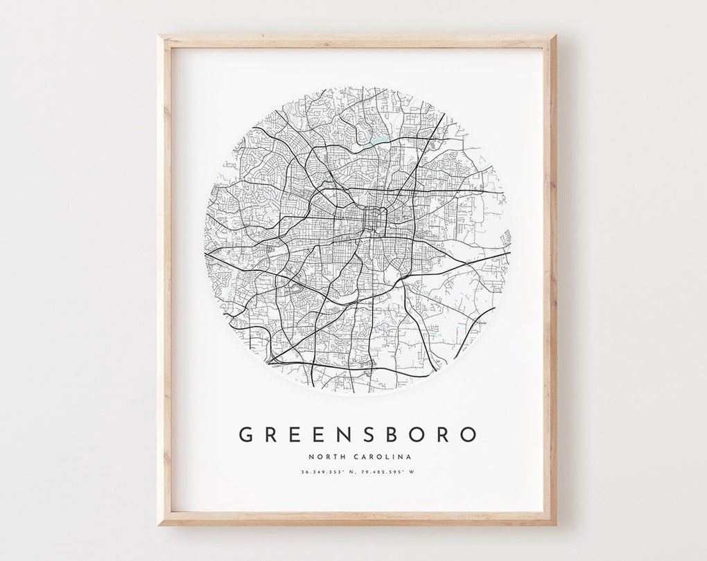 Greensboro Map Print, Greensboro Map Poster City Wall Art, Nc Road Map