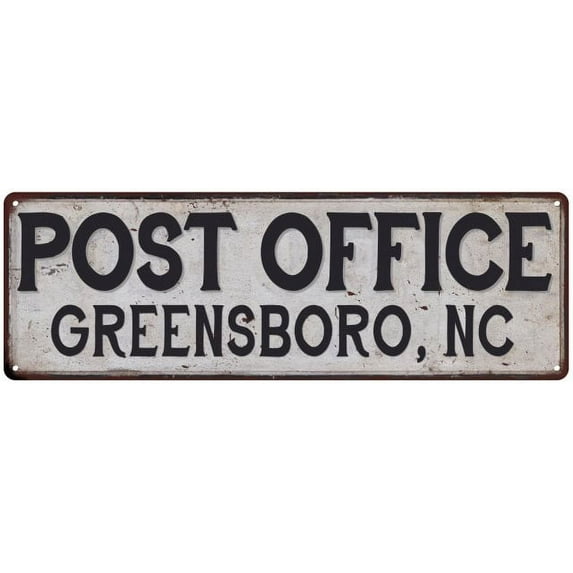 Greensboro, Nc Post Office Metal Sign Vintage 8x24 108240011059