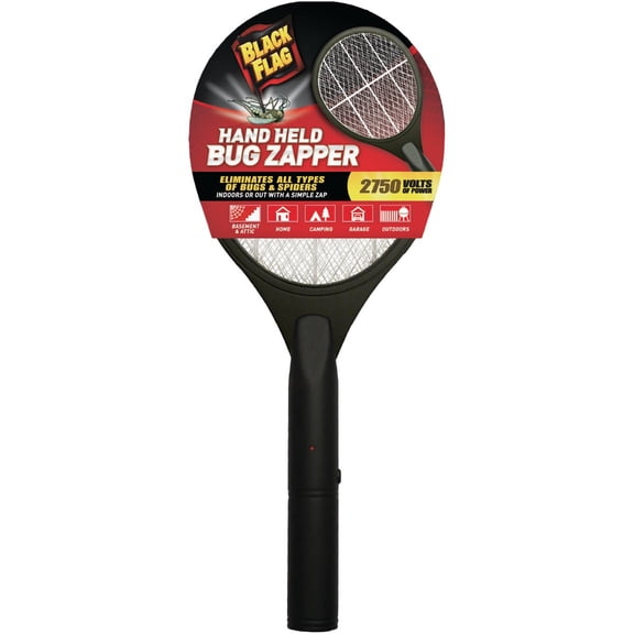 Greenscapes Home & Garden Black Flag Handheld Racket-Style Bug Zapper - Pack of 12