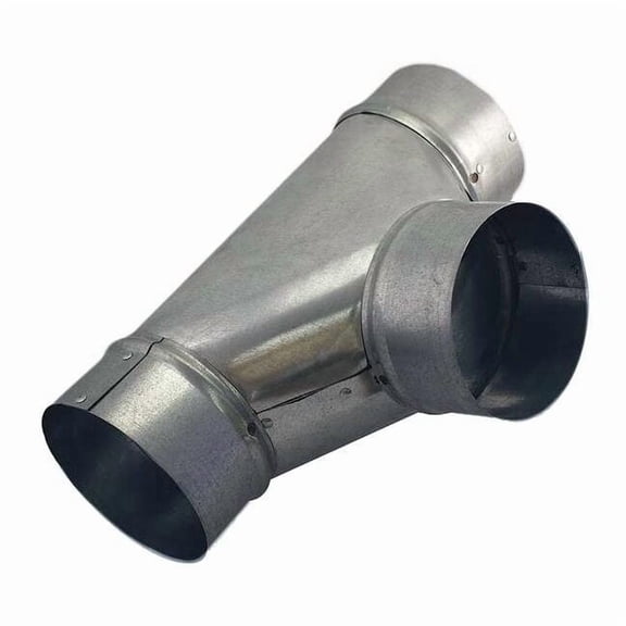 Round Duct Tee, 14 in Duct Dia, Galvanized Steel, 24 ga GA, 14 in W, 24" L, 18 3/4 in H
