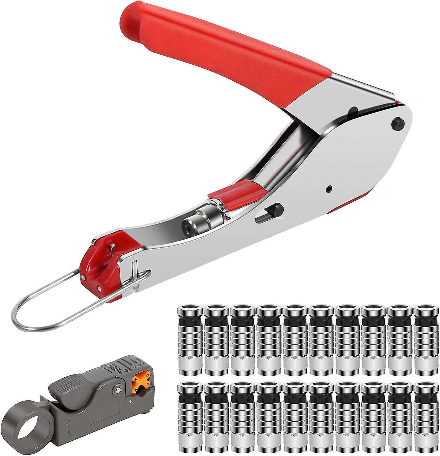 Greensen Coax Cable Crimper Portable Coaxial Cable Compression Tool Kit