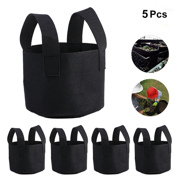 Greensen Plant Bag, Plant Grow Container, 1/2/3/5/7/10 Gallon Black Plants Growing Bag Vegetable Flower Aeration Planting Pot Container