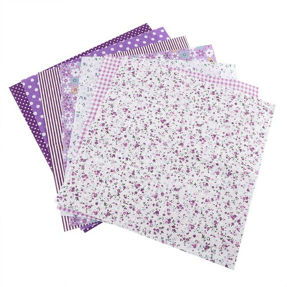 Greensen Pre-Cut Cotton Fabric Bedding,7pcs 25*25cm Cotton Fabric DIY Assorted Squares Pre-Cut Bedding Kit Quarters Bundle Purple Dot , DIY Assorted Cotton Fabric