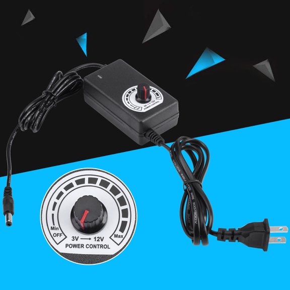 Greensen Speed Controller switch,AC to DC Adapter 3-12V 2A Adjustable Power Supply Motor Speed Controller with US Plug,Adapter