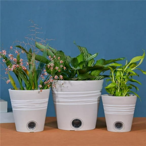 Greenship ZHTZ-KC2-WS 5 - 6 - 8 in. Self Watering Planter Pot with Self-Watering Spikes for Indoor Plants, Set of 3