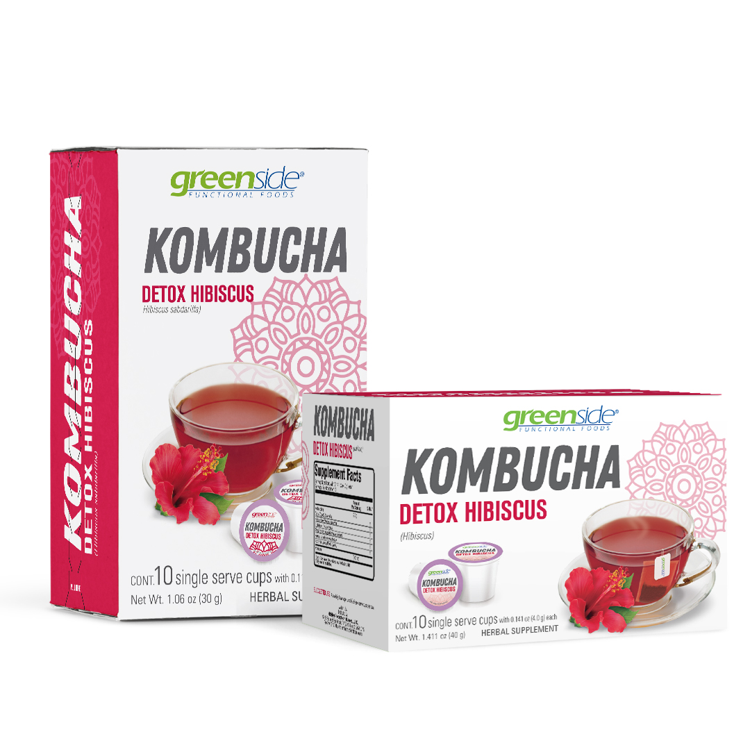 Greenside Kombucha DETOX with real Hibiscus (Pack of 2) Herbal,Antioxidant Probiotic Gut