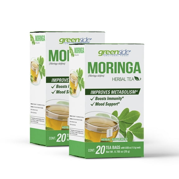 Greenside (pack of 2) Moringa Herbal Tea Improves Metabolism -Tree of Life (40 Tea Bags)