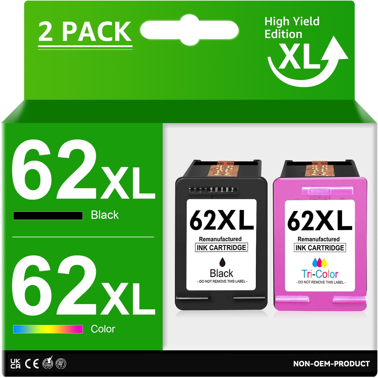 Greensky 62 XL Printer Ink Cartridges Replacement for HP, Compatible