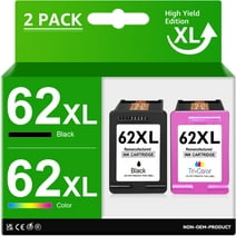 Greensky Printer Ink 62 Replacement for HP Ink 62 XL Black and Tri Color for Envy 7640 5640 5660 5540 7644 7645 OfficeJet 5740 8040 OfficeJet Mobile 200 250 (2-Pack)