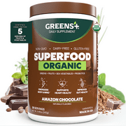Greensplus Amazon Chocolate Organic Greens Superfood Powder - Plant-Based Supplement, 30 Servings - Featuring Organic Greens, Superfood Blend, and Chocolate Infusion