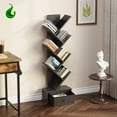thumbnail image 1 of Greenstell 7-Tier Wooden Bookcase with Drawer, Free Standing Tree Bookshelf, Black, 1 of 6