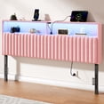 thumbnail image 1 of Greenstell King Size Adjustable Storage Headboard Only - Modern Upholstered Head Board with LED Lights, Charging Station & Soft Padding, Pink, 1 of 6