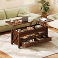 thumbnail image 1 of Greenstell Lift-Top Storage Coffee Table - Modern Style with 2 Drawers, Hidden Compartment & Wooden Lift Tabletop - Chestnut - 44", 1 of 6
