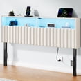 thumbnail image 1 of Greenstell Queen Size Adjustable Storage Headboard Only - Modern Upholstered Head Board with LED Lights, Charging Station & Soft Padding,White, 1 of 8