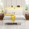 thumbnail image 1 of Greenstell Twin LED Bed Frame with Headboard Storage - Charging Station,Off White, 1 of 9