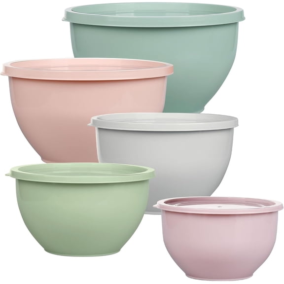 Greentainer 10-Piece Nesting Mixing Bowls with Lids, Plastic Prep Bowls for Kitchen Cooking, Baking, Food Storage