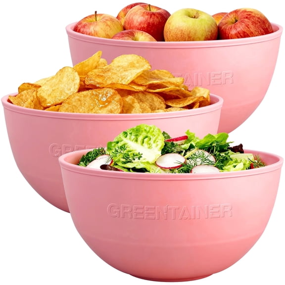 Greentainer 135oz Large Serving Bowl Set of 3, BPA-Free Plastic Bowls for Salad, Mixing & Party, Microwave & Dishwasher Safe