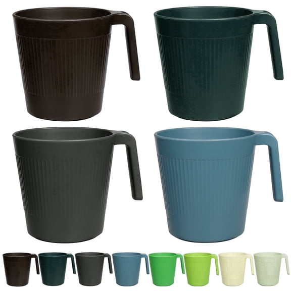 Greentainer 16 oz Coffee Mugs Set of 8, BPA-Free Reusable Plastic Drinking Cups with Handle
