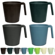 Greentainer 16 oz Coffee Mugs Set of 8, BPA-Free Reusable Plastic Drinking Cups with Handle