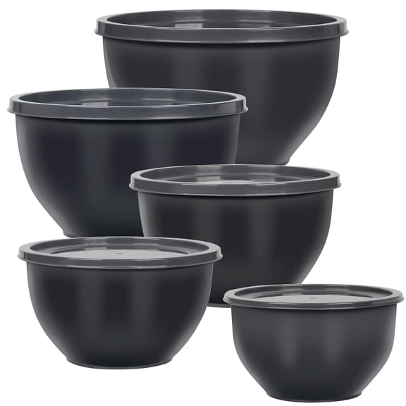 Greentainer Plastic with Lids Set for Kitchen, 5 Set Nesting Bowls for Mixing, Baking, Prepping, Cooking and Serving Food, Mixing Bowls Dishwasher, Microwave Safe