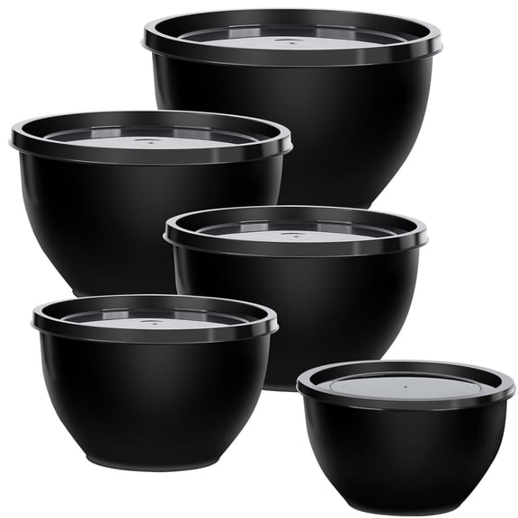 Greentainer Plastic with Lids Set for Kitchen, 5 Set Nesting Bowls for Mixing, Baking, Prepping, Cooking and Serving Food, Mixing Bowls Dishwasher, Microwave Safe