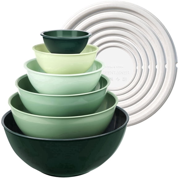 Plastic Mixing Bowls with Lids Set for Kitchen, 6 Set Nesting Bowls for Mixing, Baking, Prepping, Cooking and Serving Food, Mixing Bowls Dishwasher, Microwave Safe