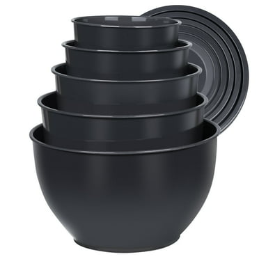 Greentainer 5-Piece Plastic Mixing Bowl Set with Lids for Kitchen, Nesting Storage Bowls for Baking, Prepping,Cooking and Serving Food, Dishwasher, Microwave Safe,Great for Mixing & Serving (Grey)
