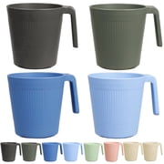 Greentainer 16 oz Coffee Mugs Set of 8, BPA-Free Reusable Plastic Drinking Cups with Handle