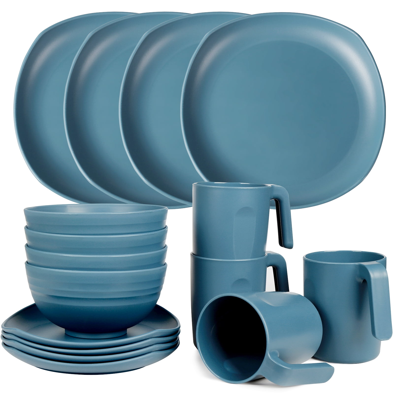 Greentainer Unbreakable Lightweight Dinnerware Sets, Plastic Dinner Set