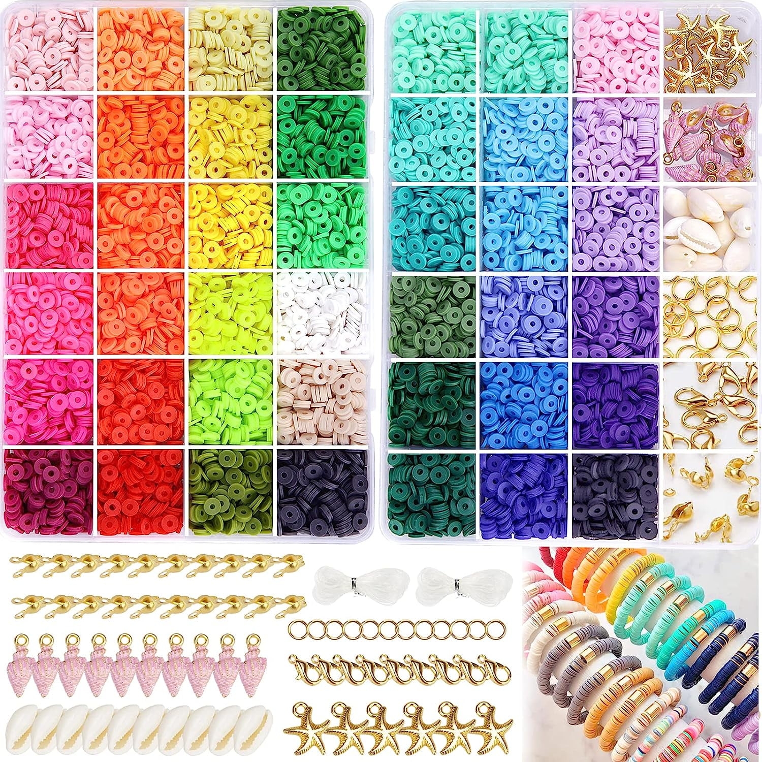 MIIIM 3600 PCS 10 Strands Clay Beads Polymer Clay Beads for