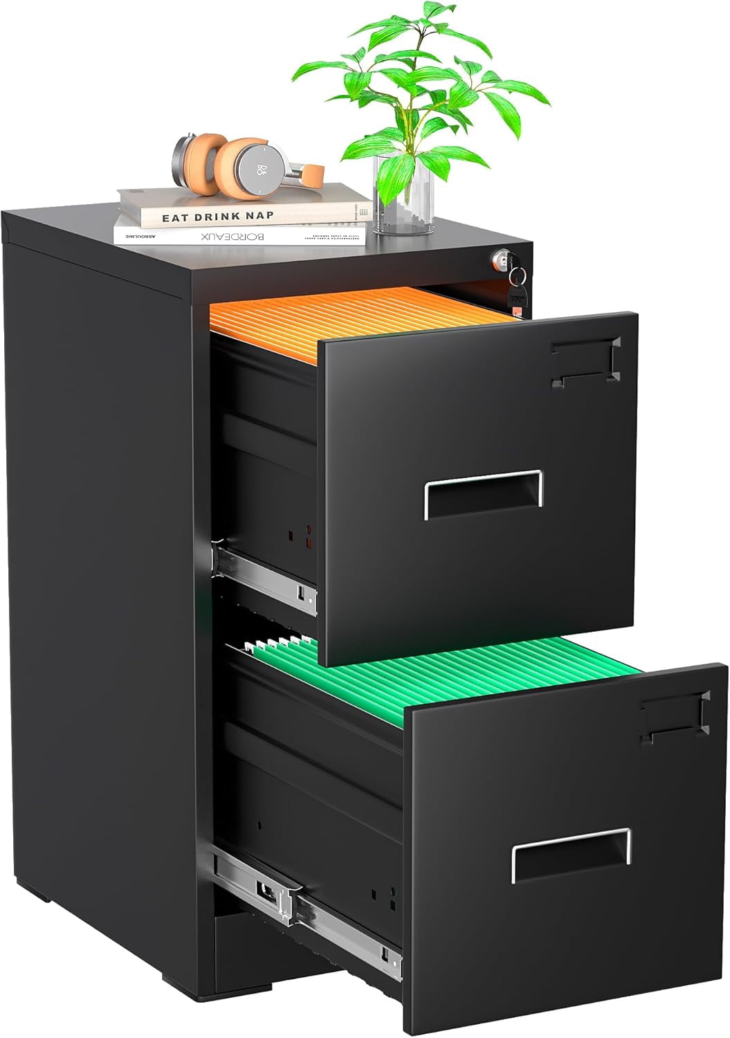 Greenvelly Metal 2 Drawer File Vertical File with Lock