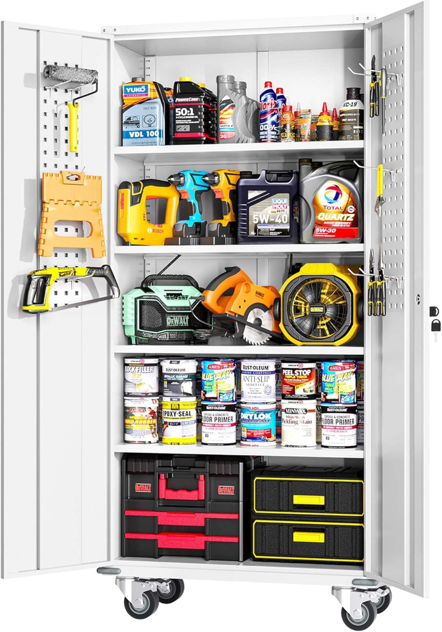 Greenvelly Metal Garage Storage with 2 Doors and 4 Adjustable