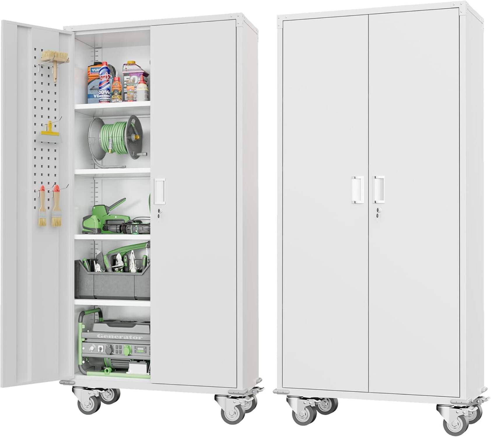 Greenvelly Metal Garage Storage 72" Black Green Tool Steel