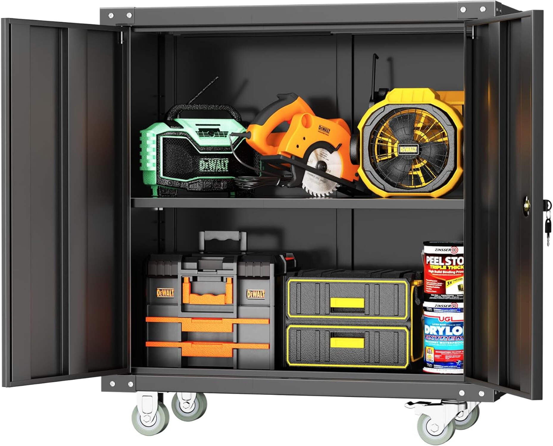 Greenvelly Metal Garage Storage 72" Black Green Tool Steel