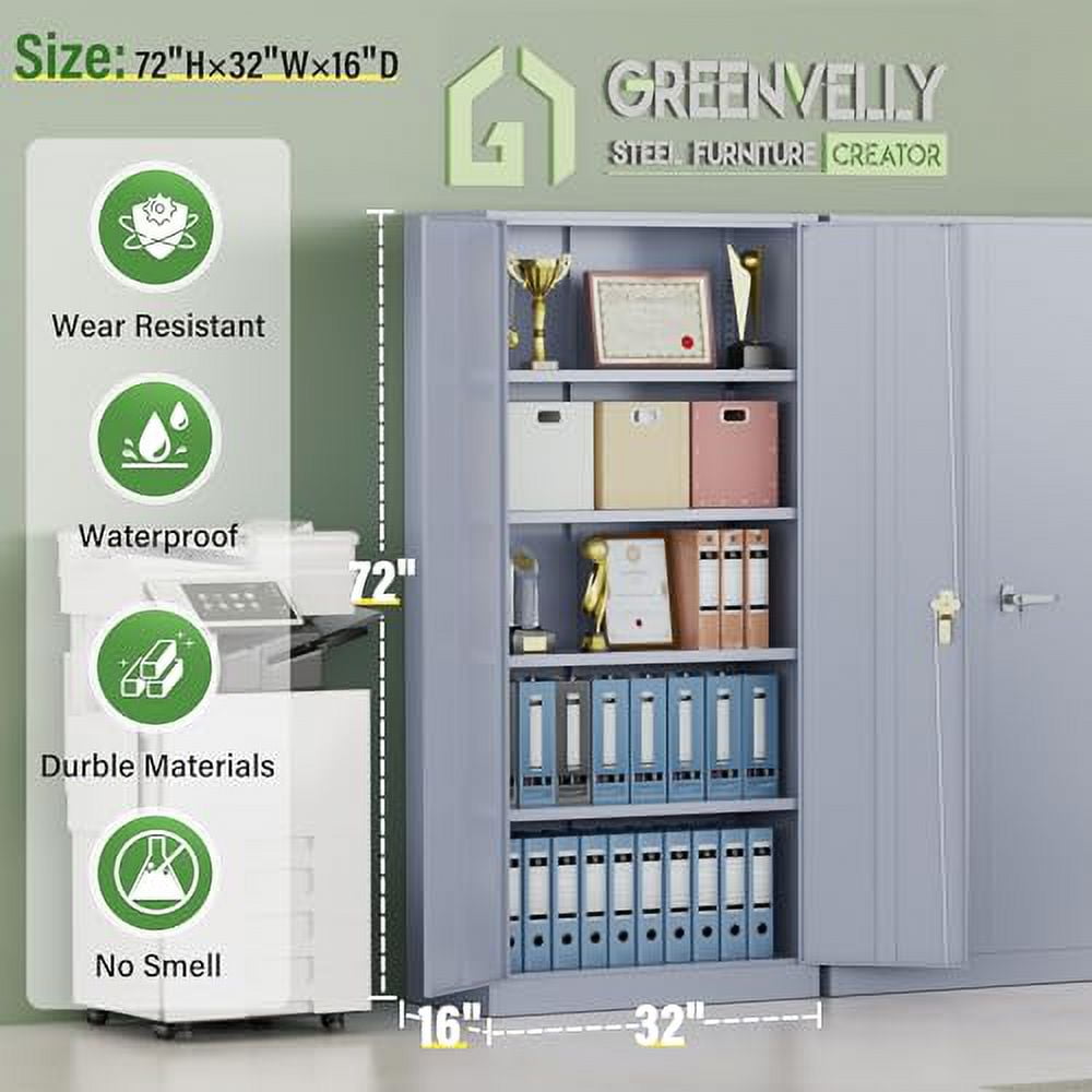 Greenvelly Metal Garage Storage with Doors and Shelves,72