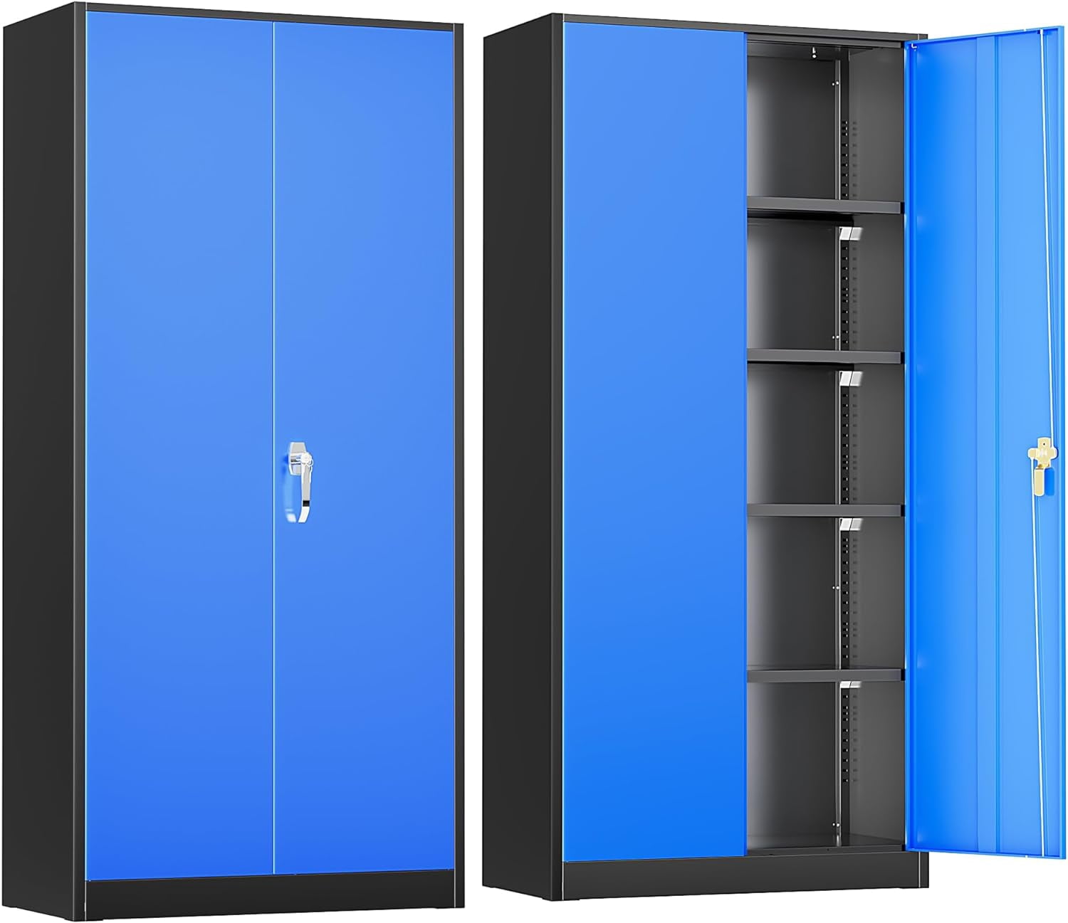 Greenvelly Metal Lockable Storage Cabinet, 72” Storage Cabinet with 2 ...