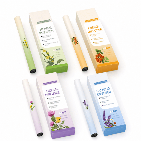 Greenvica 4Pcs Herbal Diffuser Pen,Aromatherapy Pen with Relaxing Lavender,Mullein Diffuser Pen