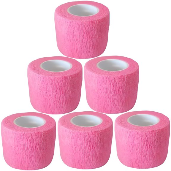 Greenvica 6 Pack 3 Inches Cohesive Bandage Self Adhesive Wrap Elastic Self Adherent Vet Wrap Breathable Self Stick Tape for Wrist,Ankle,Sports,Tattoo Wrap (5 Yards,Pink)