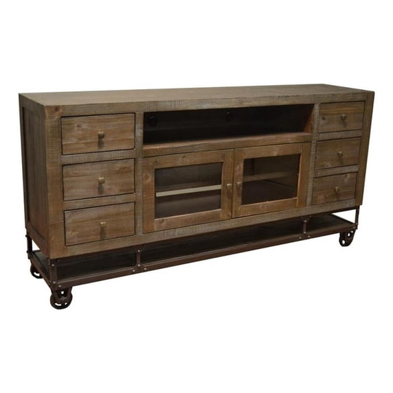 Greenview 76 inch Forged Iron Base TV Stand