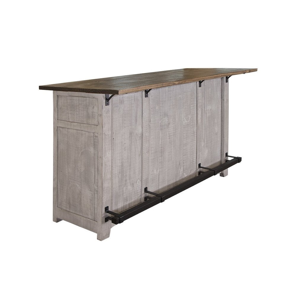 Greenview Distressed Gray Pine Wood 76" Bar Counter
